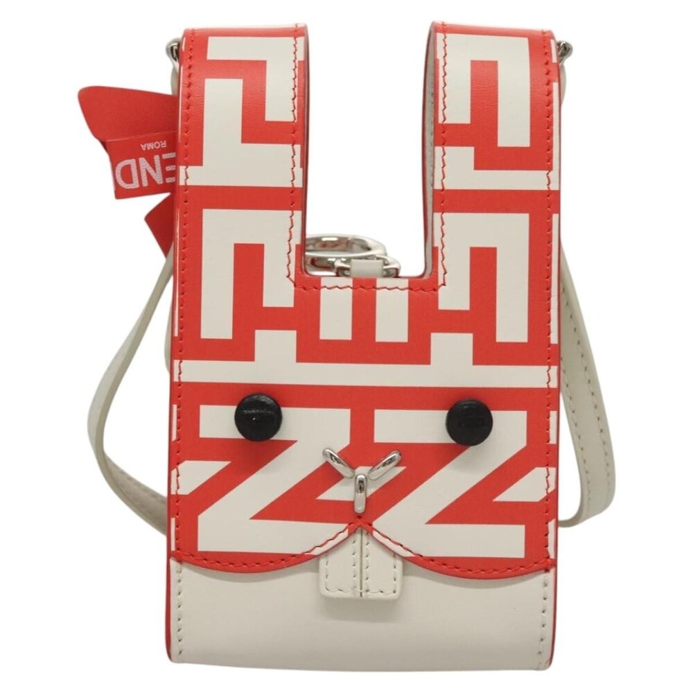 Fendi Leather Bunny Mark Jacobs Shoulder Bag White